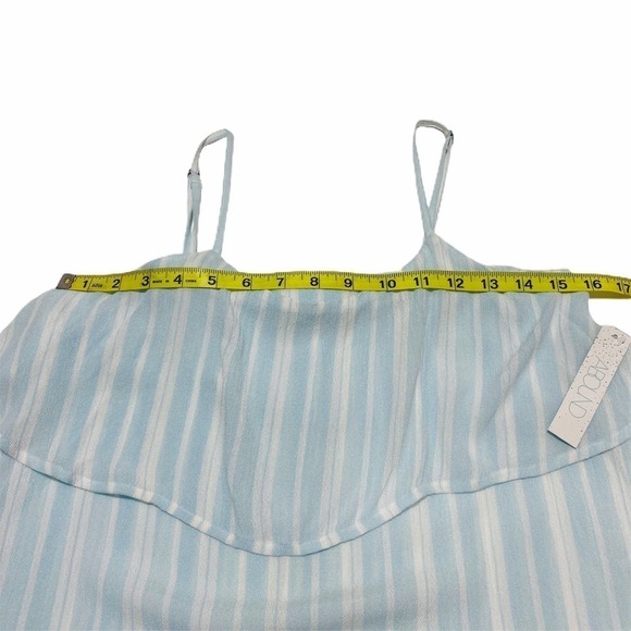 STRIPED White and Light Blue Tiered Spaghetti Strap Tank - Picture 3 of 11